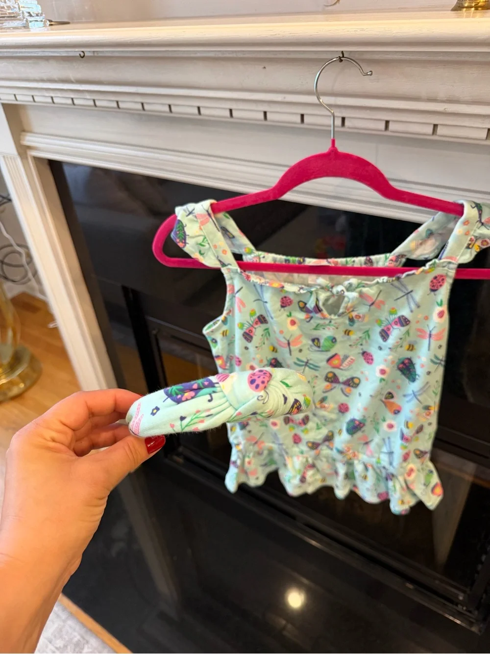 Gymboree Mint Green Butterfly & Ladybug Print Tank with matching headband